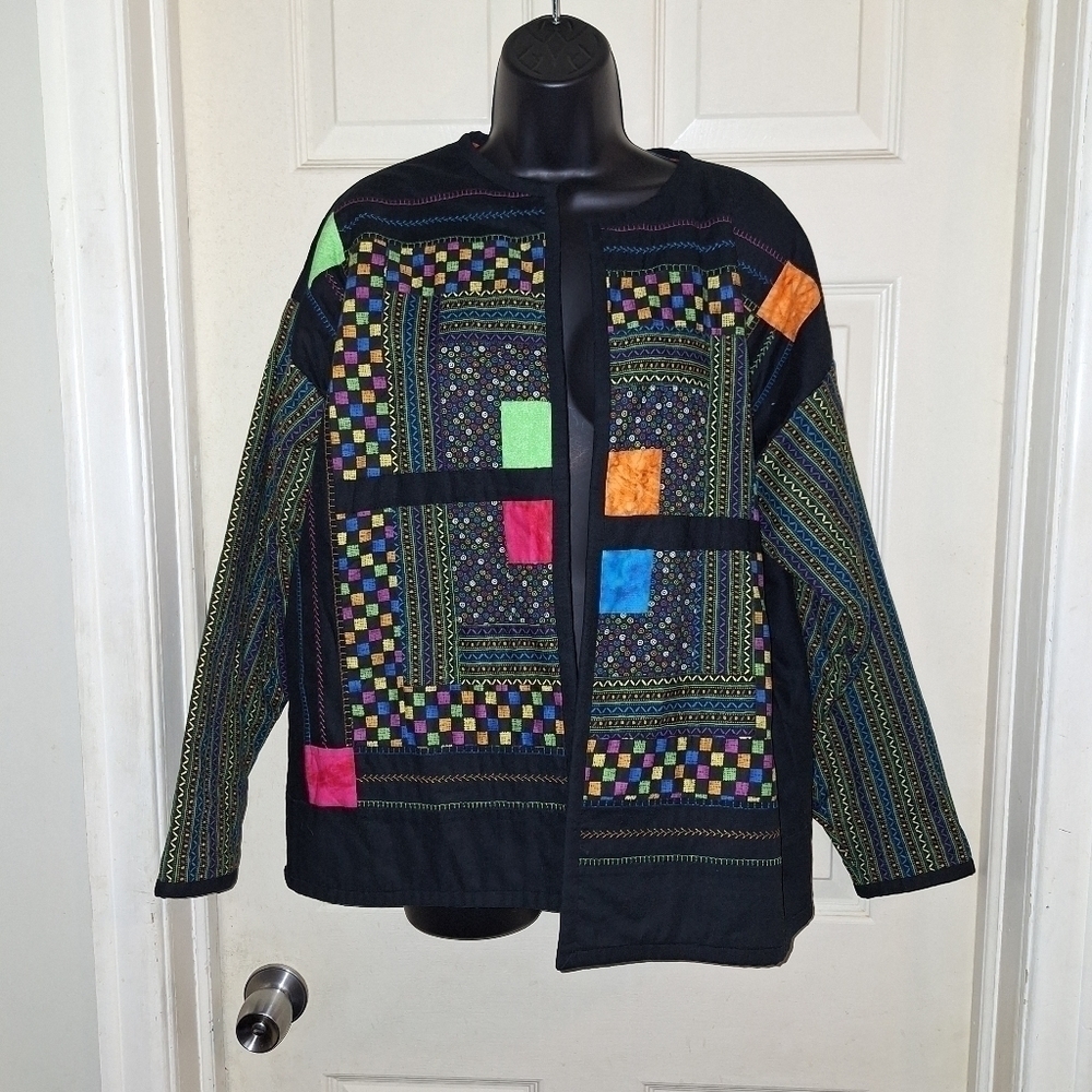 No brand multi-colored quilted blazer